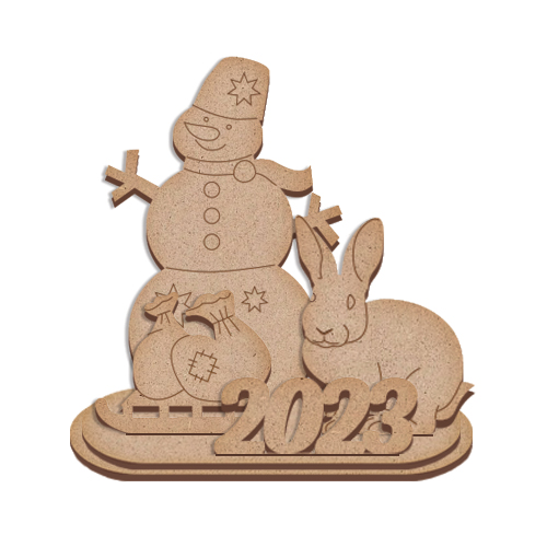Blank for decoration, Bunny with Snowman, #519