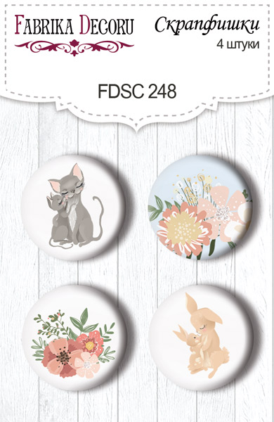 Set mit 4 Stk. Flair Buttons zum Scrapbooking "Baby&Mama" #248 - Fabrika Decoru