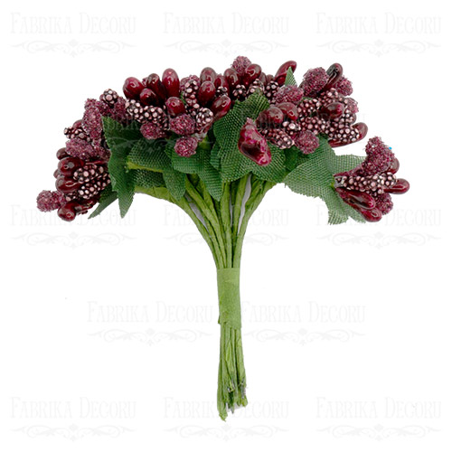 Set of decorative sprigs Burgundy 12pcs