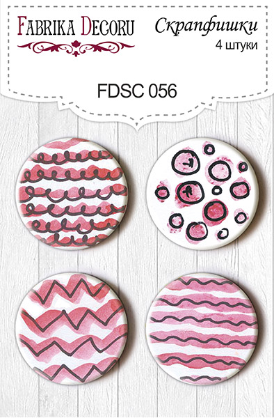 Zestaw 4 ozdobnych buttonów, #056 - Fabrika Decoru