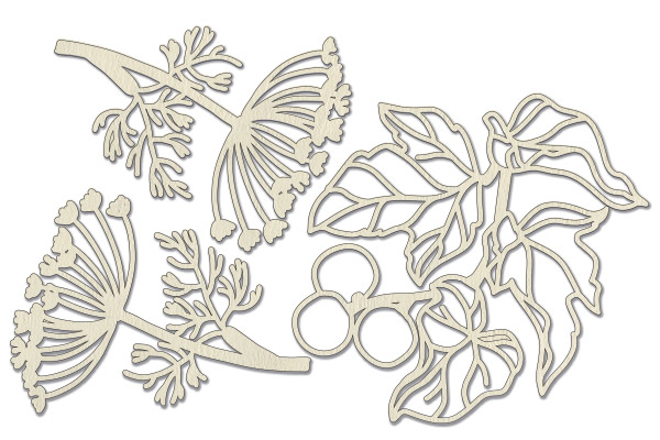 Chipboard embellishments set, Summer botanical diary #704