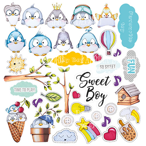 Double-sided scrapbooking paper set My tiny sparrow boy 12"x12" 10 sheets - foto 11