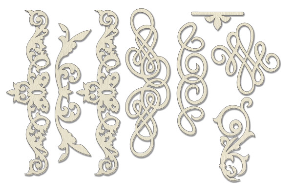 Chipboard embellishments set,  "Monograms 1" #067