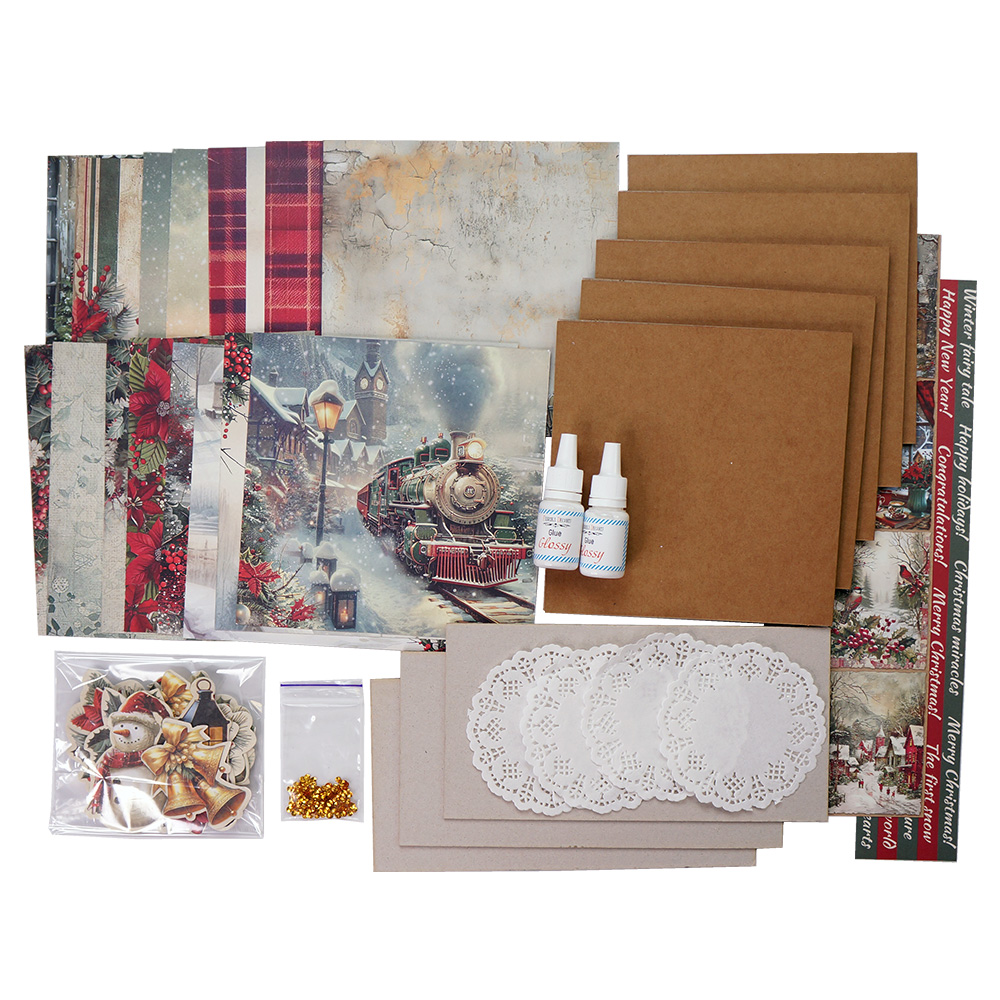 Set for creating 5 cards “Happy Christmas” 15 x 15cm - foto 6