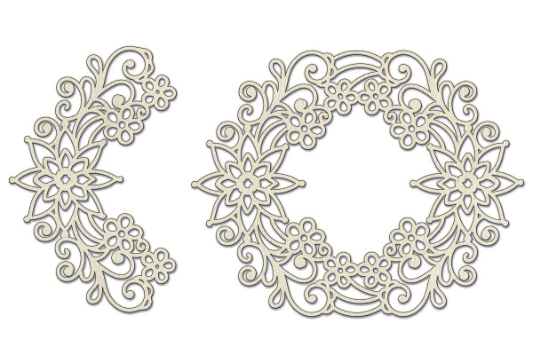 Chipboard embellishments set,  Openwork frame and border #548