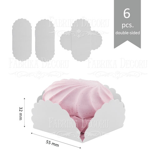 Zestaw tekturowych wykrojów do pakowania ciast, pianek, ciastek, babeczek 6 szt., 55x30 mm - Fabrika Decoru