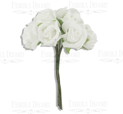Rosenblüten, Farbe Weiß, 6St - Fabrika Decoru