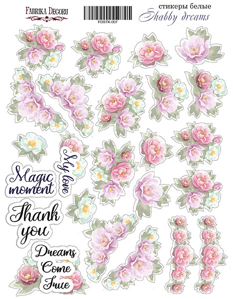 Aufkleberset 24 Stück Shabby Dreams #007 - Fabrika Decoru