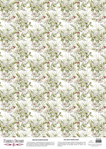 Arkusz kalki z nadrukiem, Deco Vellum, format A3 (11,7" х 16,5"), "Floral pattern" - Fabrika Decoru