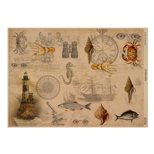 Einseitiges Kraftpapier Satz für Scrapbooking Maps of the seas and continents 42x29,7 cm, 10 Blatt  - foto 4  - Fabrika Decoru