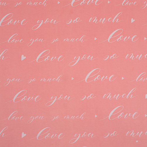 Kraft paper sheet 12"x12" Lettering Love you on coral