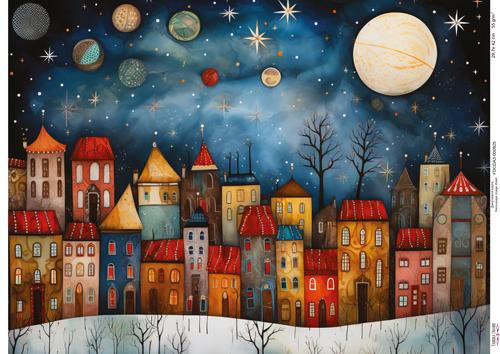 Decoupage Card Cozy houses-8, #0925, 29.7x42cm