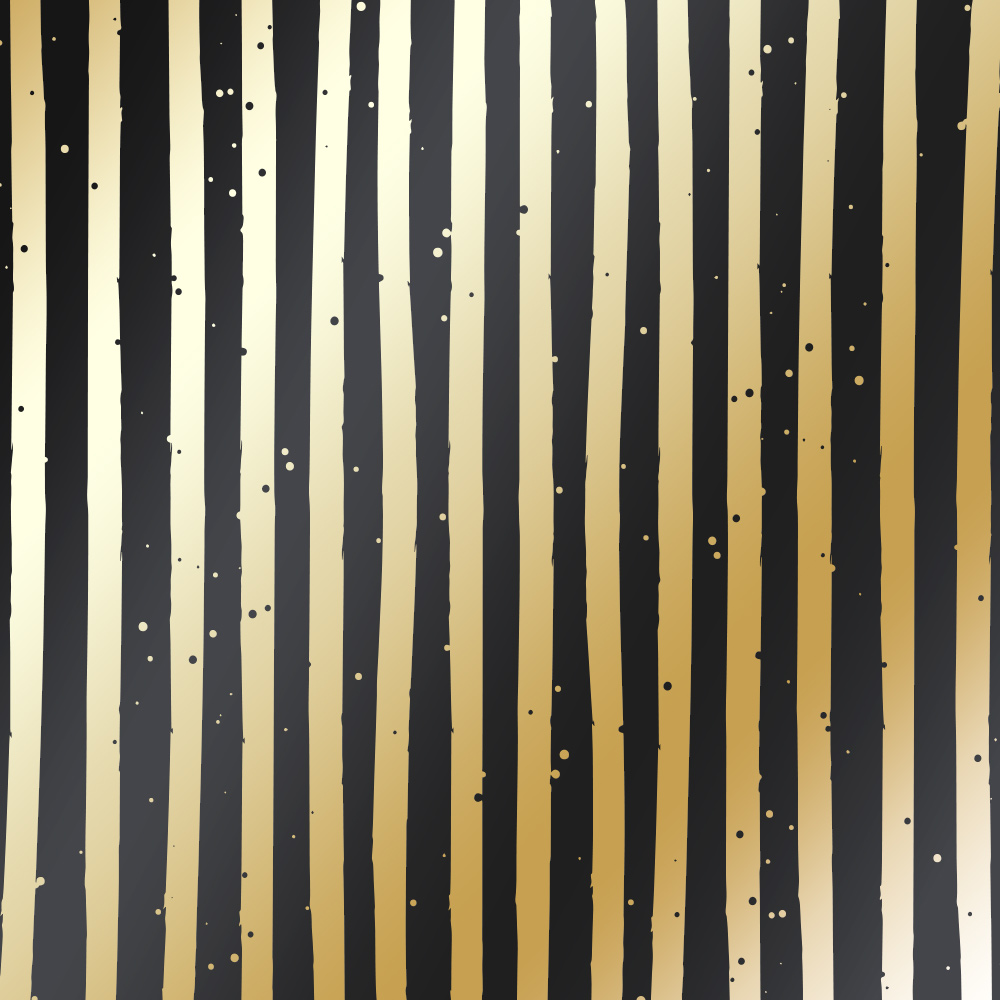 Blatt einseitig bedrucktes Papier mit Goldfolienprägung, Muster Golden Stripes Black, 12"x12" - Fabrika Decoru