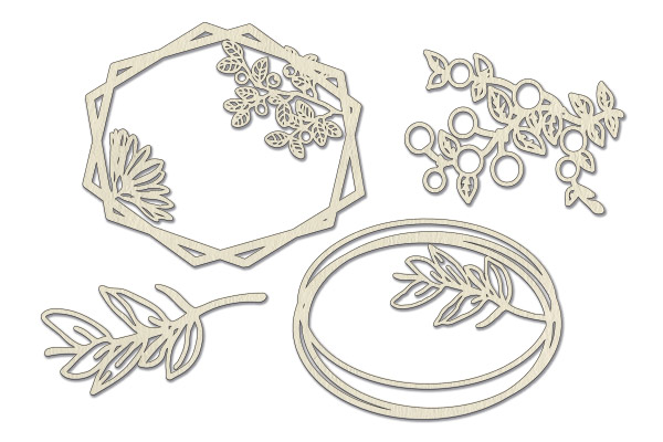 Chipboard embellishments set, SFrames with summer flowers #603