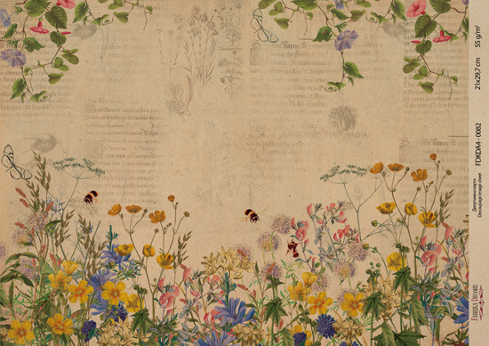 декупажная карта на крафт бумаге 21x29,7см, "ботаника винтаж", #0082 фабрика декору