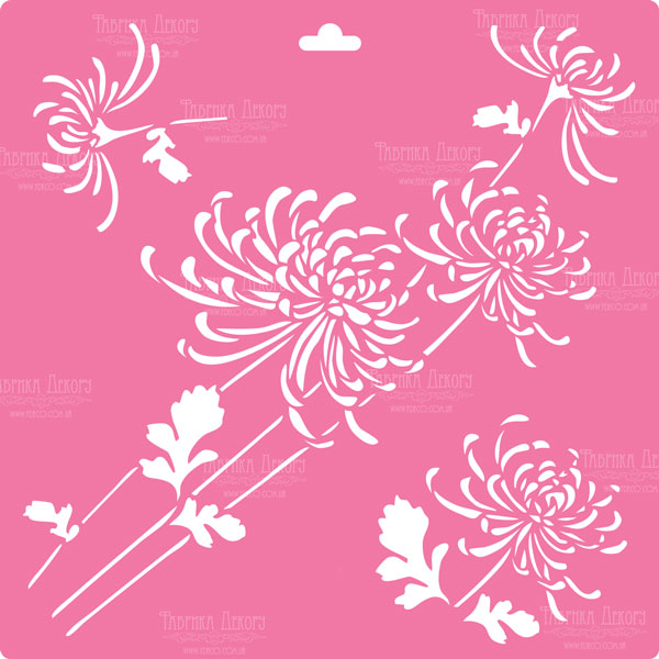 Schablone für Dekoration XL-Größe (30*30cm), Durchbrochene Chrysantheme #026 - Fabrika Decoru