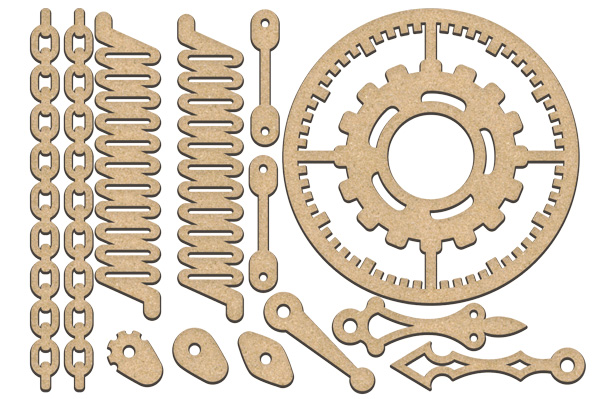 Set of MDF ornaments for decoration #183