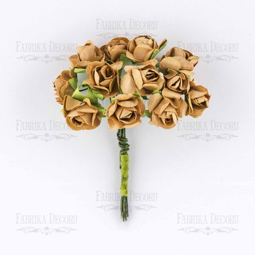 Blumenstrauß aus kleinen Rosen, Farbe Sepia, 12 Stk - Fabrika Decoru
