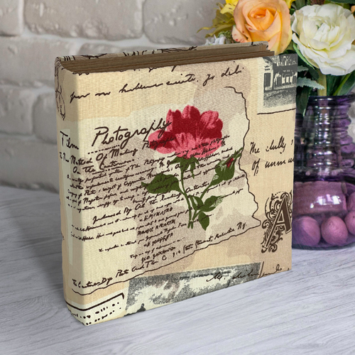 Blank album with a soft fabric cover Vintage rose Kraft, 20cm x 20cm, 10 sheets - foto 0