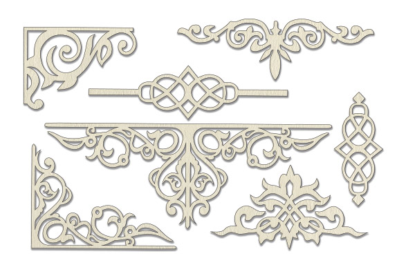 Chipboard embellishments set, "Monograms 2" #075