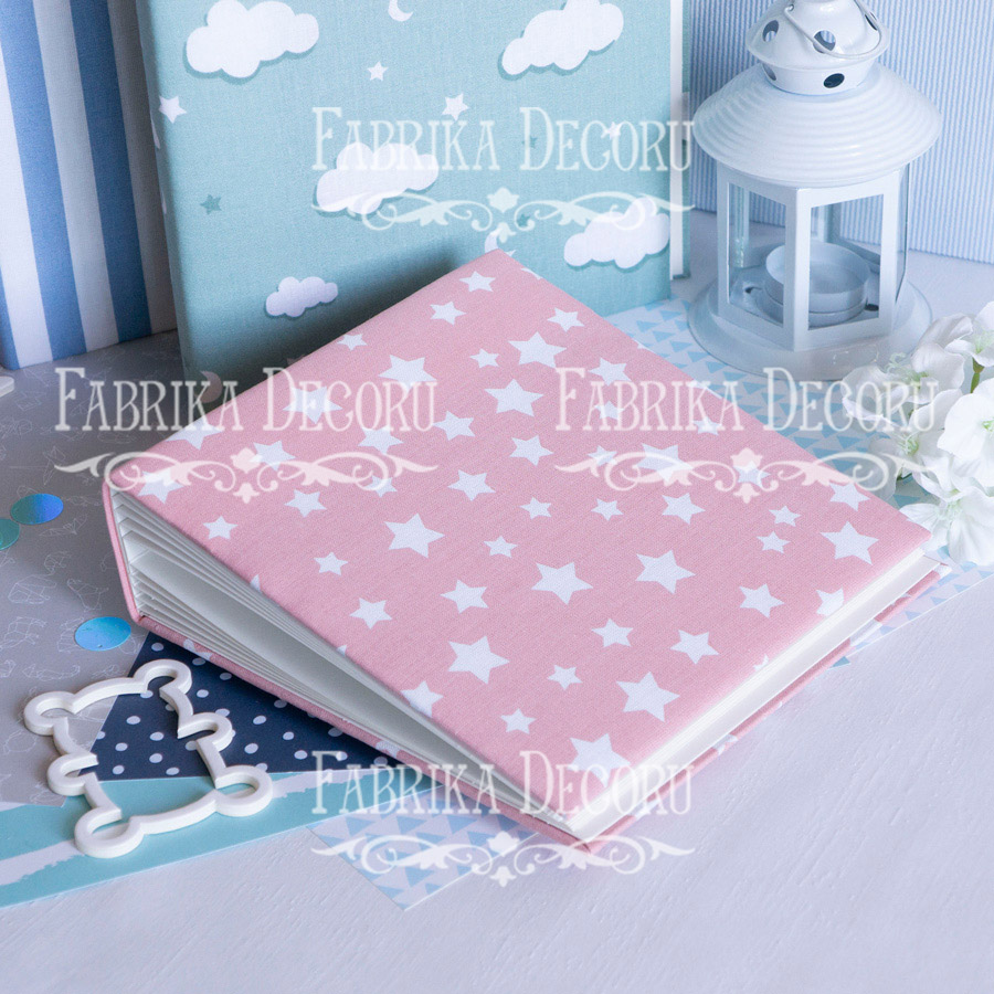 Blankoalbum mit weichem Stoffeinband Pinke Sterne 20cm x 20cm - foto 1  - Fabrika Decoru