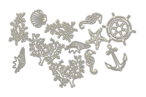 Chipboard embellishments set, "Marine mood" #382