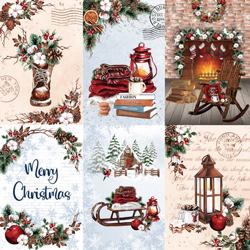 Double-sided scrapbooking paper set Bright Christmas 12"x12", 10 sheets - foto 1