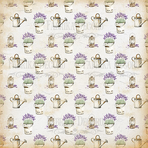 Blatt doppelseitiges Papier für Scrapbooking Lavender Provence #22-02 12"x12" - foto 0  - Fabrika Decoru
