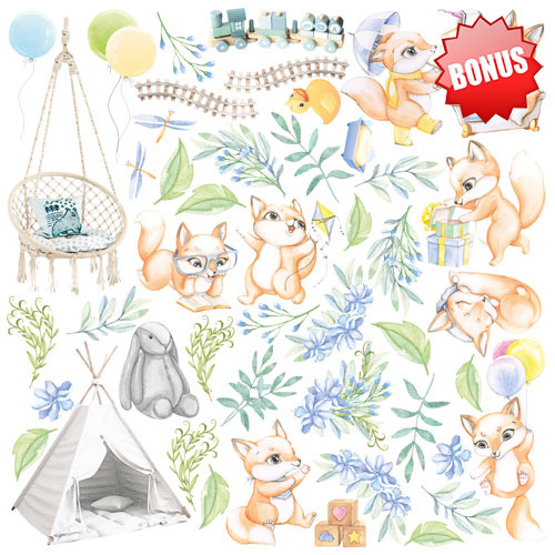 Doppelseitiges Scrapbooking-Papierset Lustiger Fuchsjunge, 20 cm x 20 cm, 10 Blätter - foto 11  - Fabrika Decoru