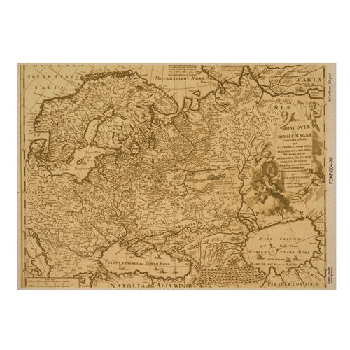 Arkusz kraft papieru z wzorem Maps of the seas and continents #10, 42x29,7 cm - Fabrika Decoru
