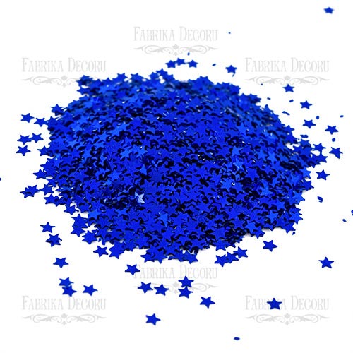 Пайетки Звездочки мини, ярко-синие металлик, #017 - Фото 0