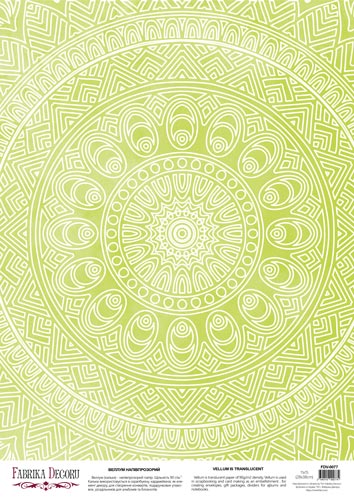 Deco Pergament farbiges Blatt Hellgrünes Mandala, A3 (11,7" х 16,5") - Fabrika Decoru