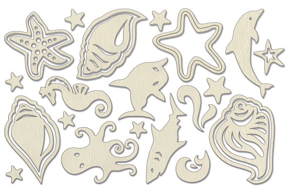 Chipboard embellishments set,   "Marine life 2" #019