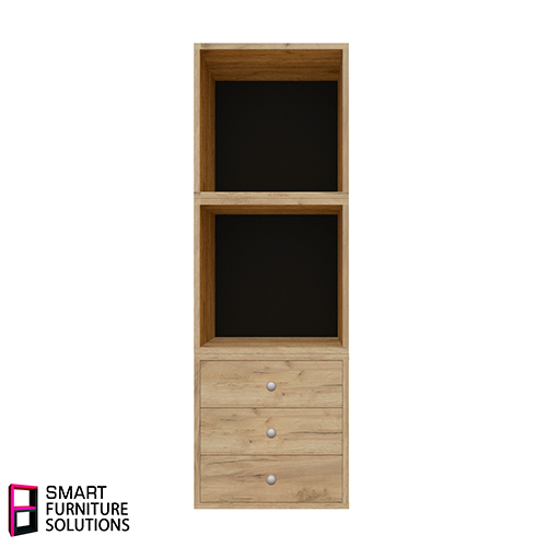 Schrank mit 3 Schubladen, Korpus Eiche Kraft, Fronten Schwarze, 400mm x 400mm x 400mm - foto 9  - Fabrika Decoru