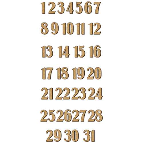 arabic numbers simple, set of mdf ornaments for decoration #175