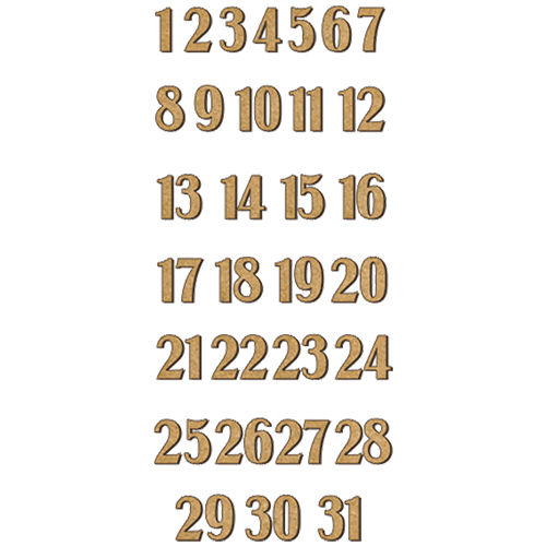 Arabic Numbers Simple, Set of MDF ornaments for decoration #175