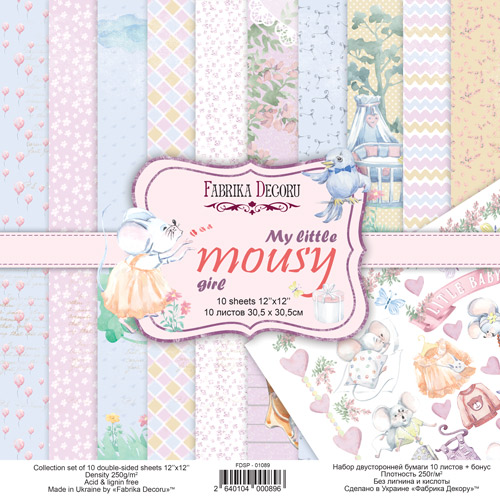 набор скрапбумаги my little mousy girl 30,5x30,5 см, 10 листов