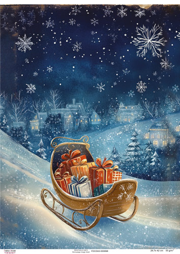 Decoupage Card Sled with Gifts 1, #0898, 29.7x42cm