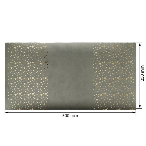 Piece of PU leather for bookbinding with gold pattern Golden Stars Gray, 50cm x 25cm - foto 0