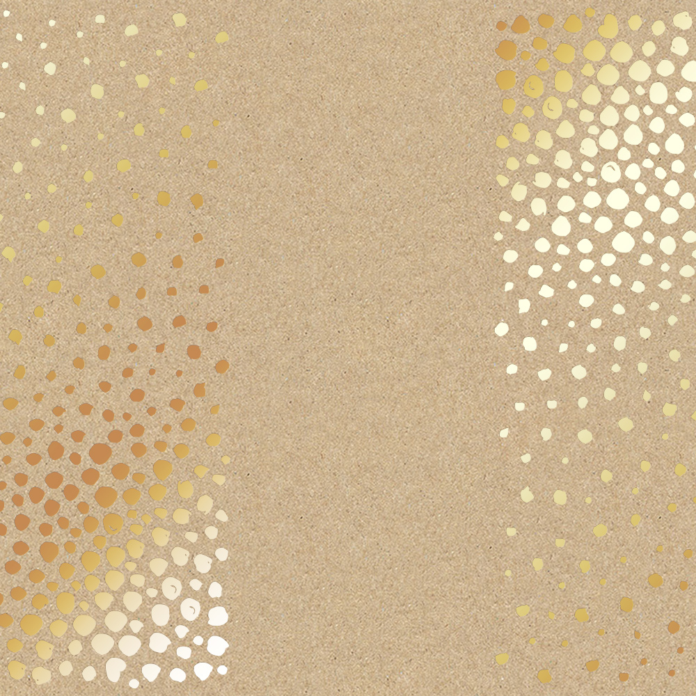 Arkusz papieru jednostronnego wytłaczanego złotą folią, wzór  Golden Maxi Drops, Kraft, 30,5x30,5cm  - Fabrika Decoru
