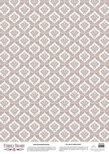 deco vellum colored sheet light burgundy damask, a3 (11,7" х 16,5")