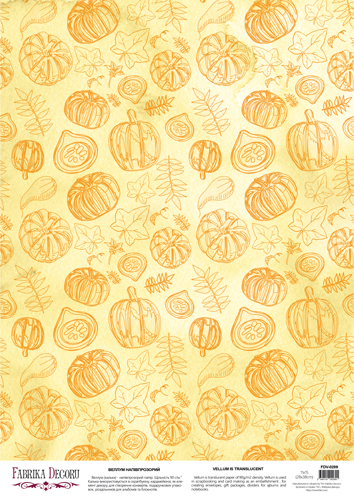 Deco Pergament farbiges Blatt Pumpkins, A3 (11,7" х 16,5") - Fabrika Decoru