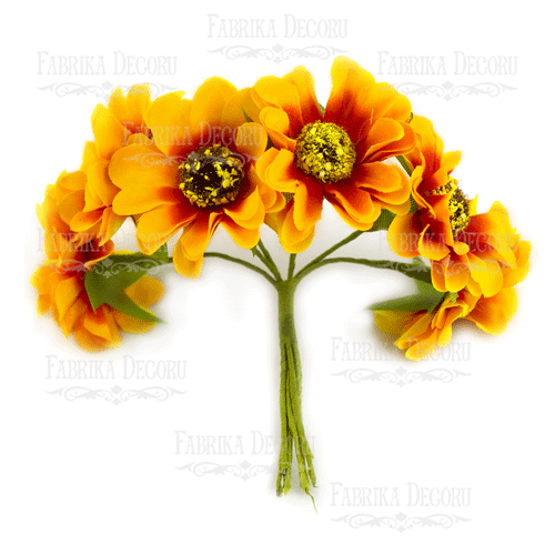 Bouquet of chamomiles yellow with orange, 6pcs