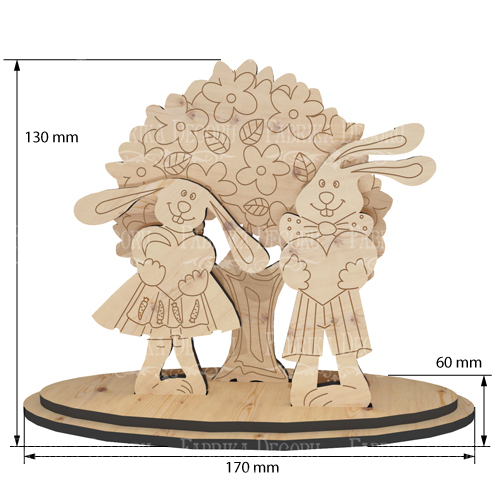 Rohling für Dekoration #369 Verliebte Hasen #1 - foto 0  - Fabrika Decoru