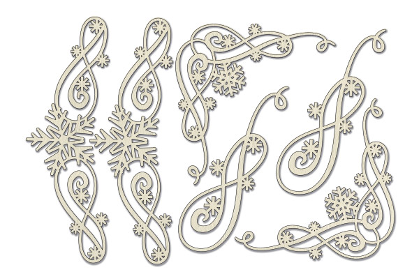 Chipboards set Monogram with snowflake  #630