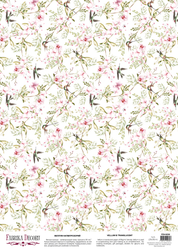 Deco Pergament farbiges Blatt Flying among the flowers, A3 (11,7" х 16,5") - Fabrika Decoru
