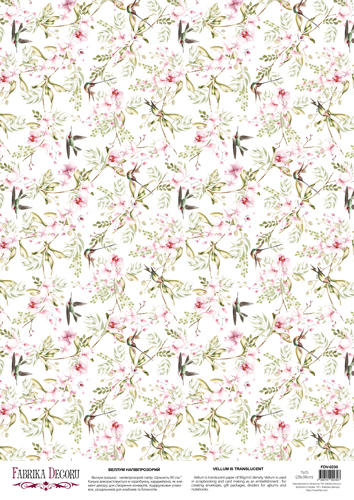 Deco vellum colored sheet Flying among the flowers, A3 (11,7" х 16,5")