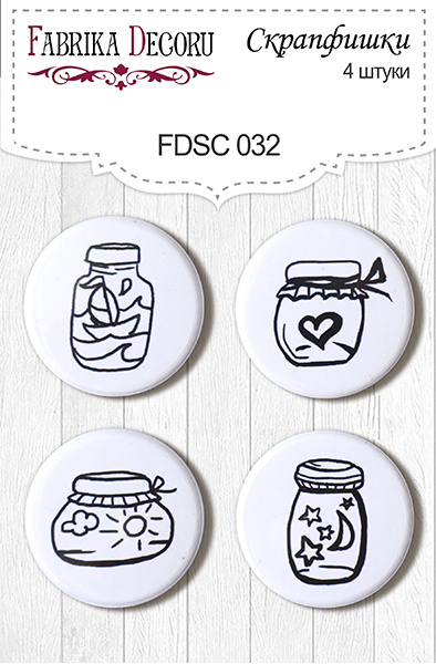 Zestaw 4 ozdobnych buttonów, #032 - Fabrika Decoru