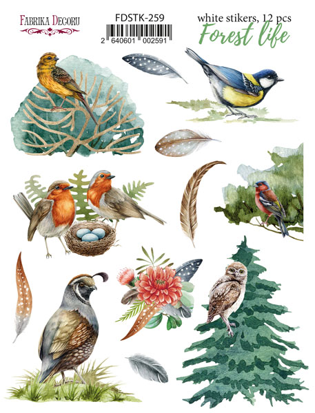 Set of stickers 12pcs Forest life #259