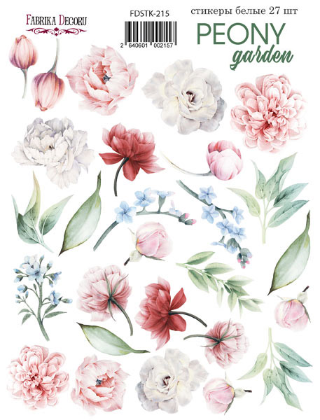 Set of stickers 27pcs Peony garden #215